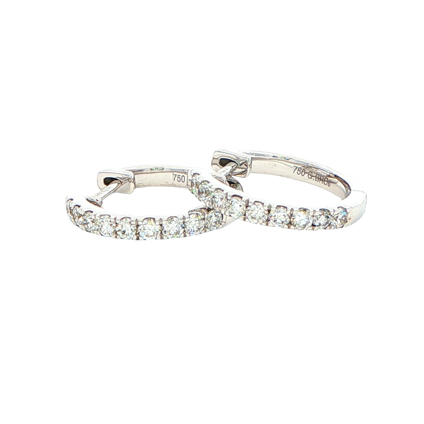 Round Brilliant Cut Diamond Set Hoop Earrings 14mm - 0.30cts