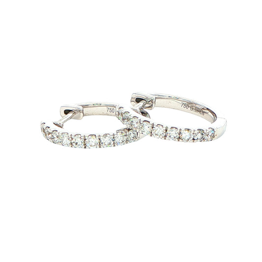 Round Brilliant Cut Diamond Set Hoop Earrings 14mm - 0.30cts