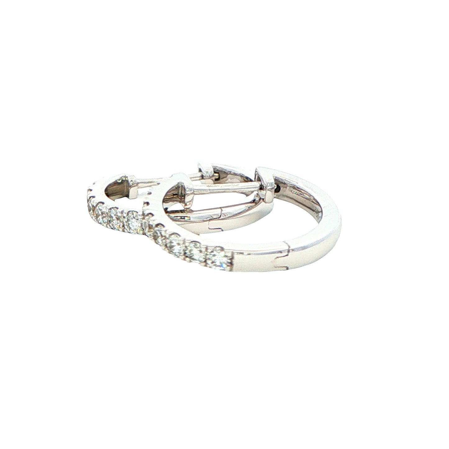 Round Brilliant Cut Diamond Set Hoop Earrings 14mm - 0.30cts