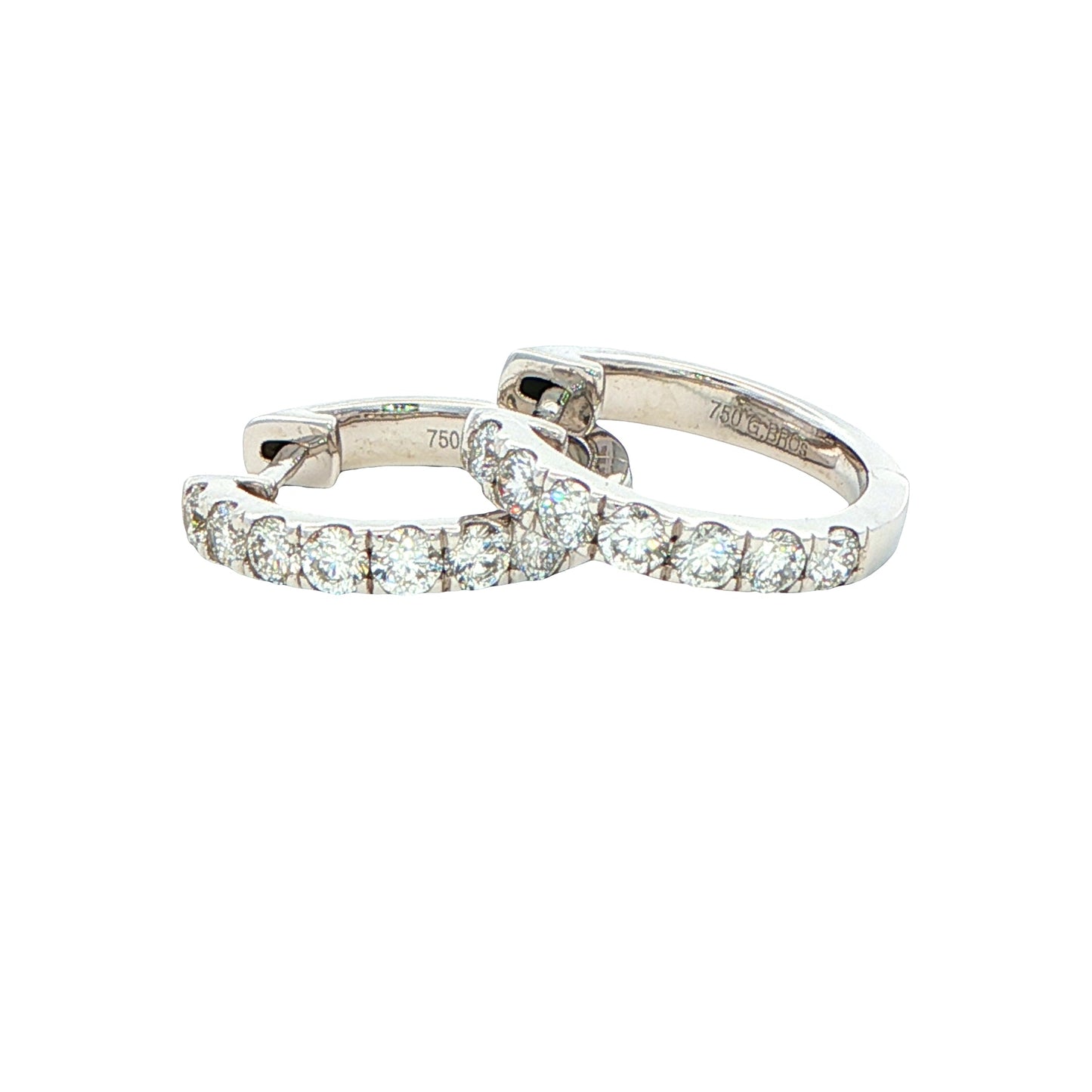 Round Brilliant Cut Diamond Set Hoop Earrings 14mm - 0.50cts