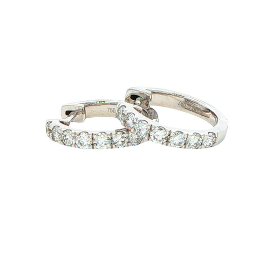Round Brilliant Cut Diamond Set Hoop Earrings 14mm - 0.50cts