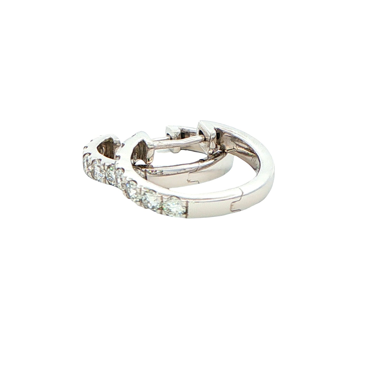 Round Brilliant Cut Diamond Set Hoop Earrings 14mm - 0.50cts