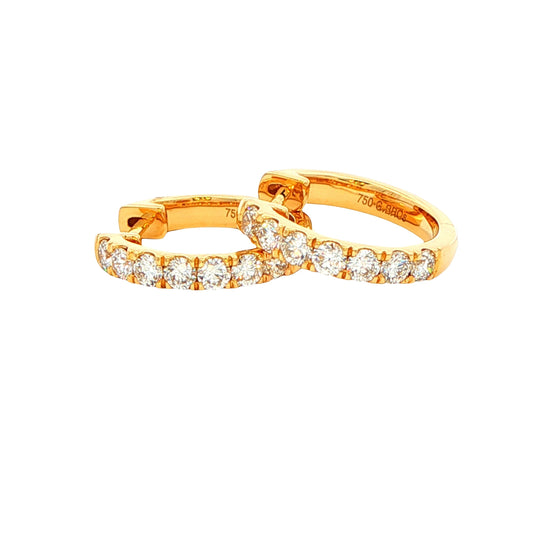 Round Brilliant Cut Diamond set Hoop Earrings 14mm - 0.50cts