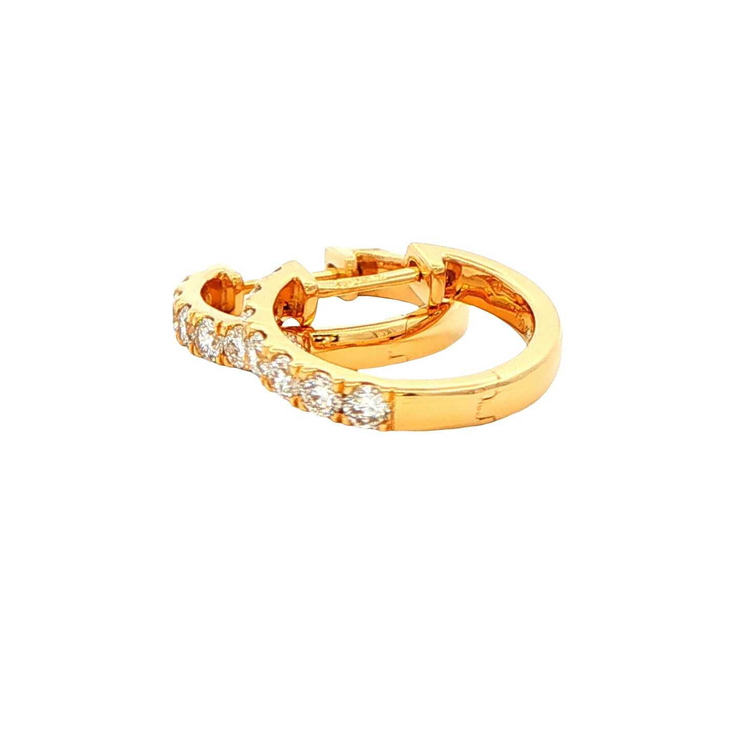 Round Brilliant Cut Diamond set Hoop Earrings 14mm - 0.50cts