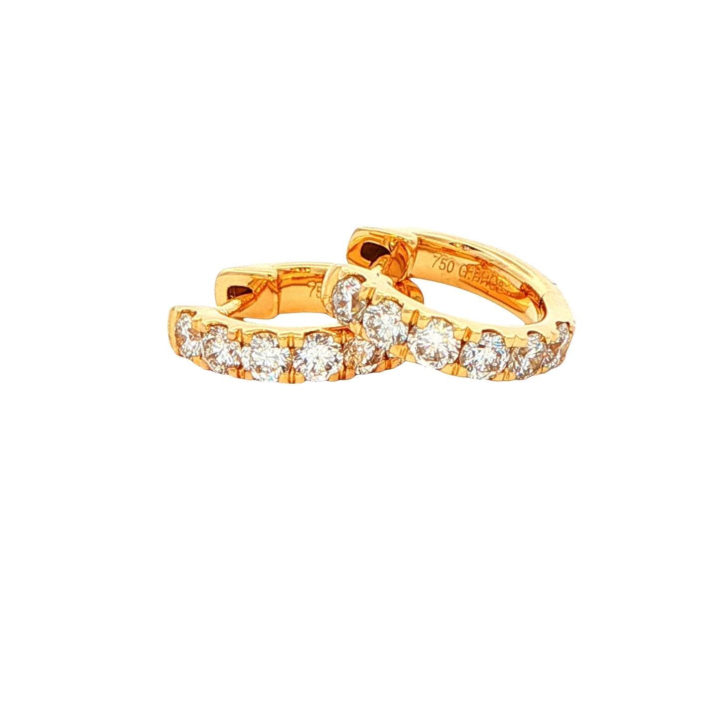 Round Brilliant cut diamond set hoop earrings 12mm - 0.60cts Gardiner Brothers