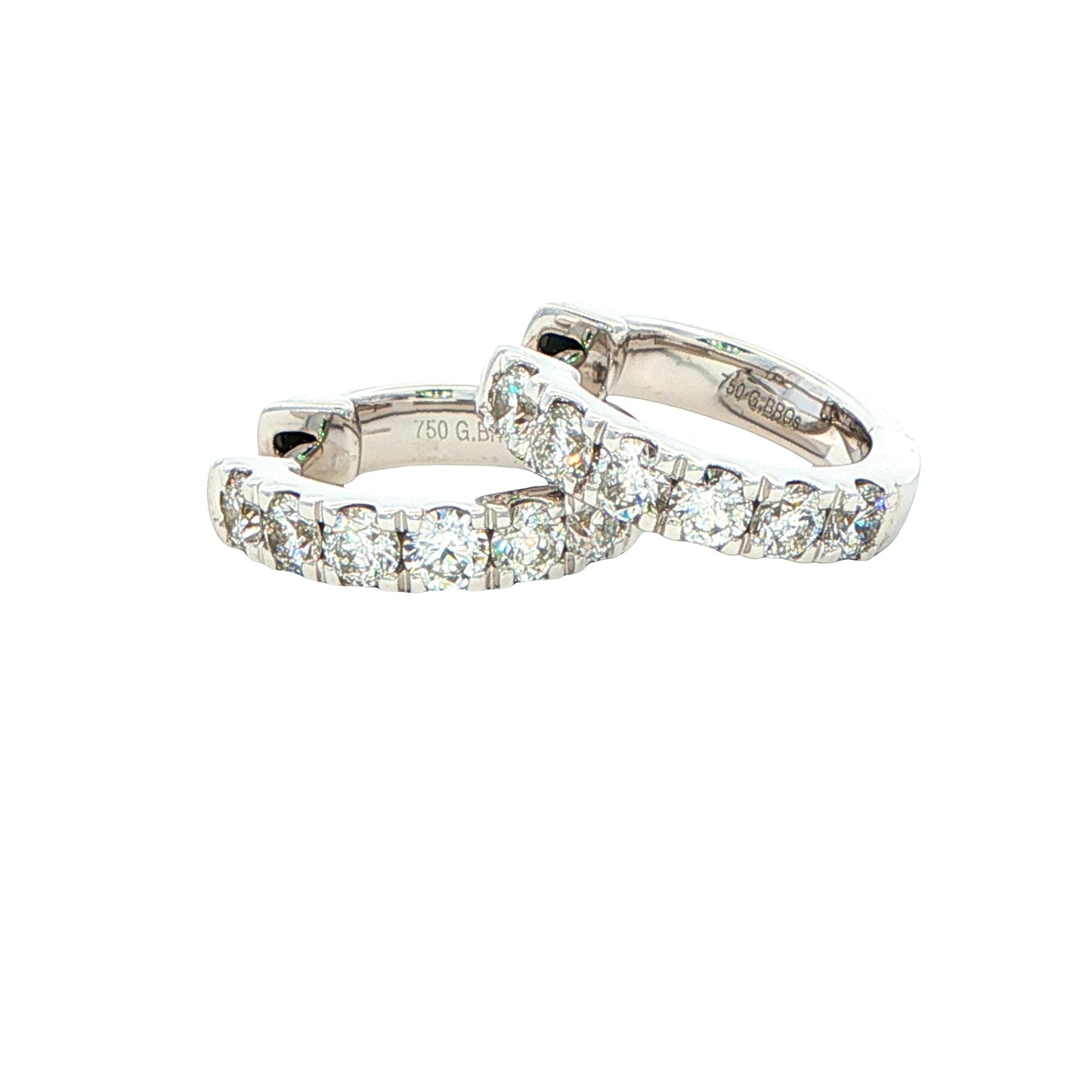 Round Brilliant cut diamond hoop earrings 14mm - 0.75cts