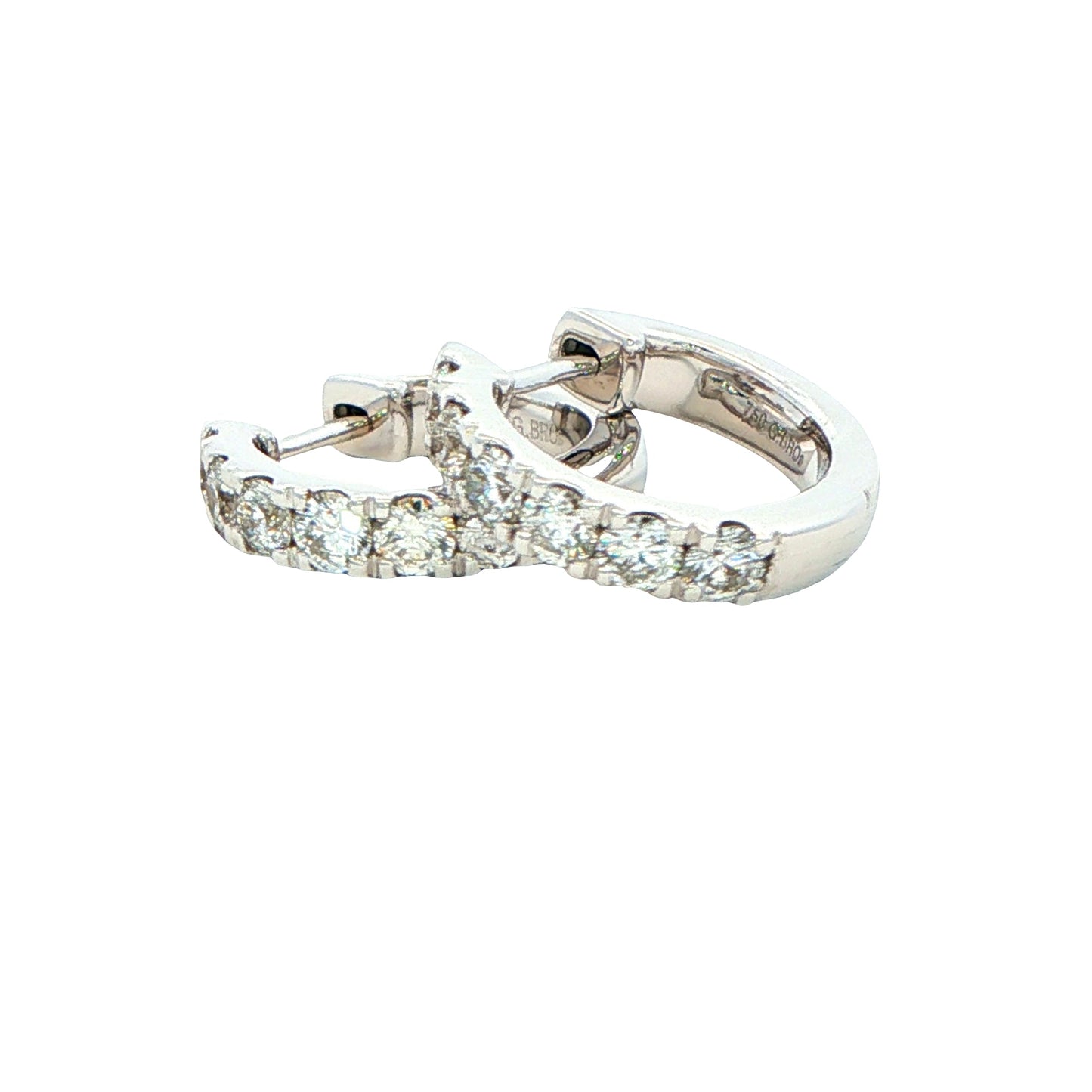 Round Brilliant cut diamond hoop earrings 14mm - 0.75cts