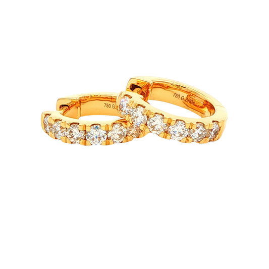 Round Brilliant cut diamond set hoop earrings 14mm - 0.75cts
