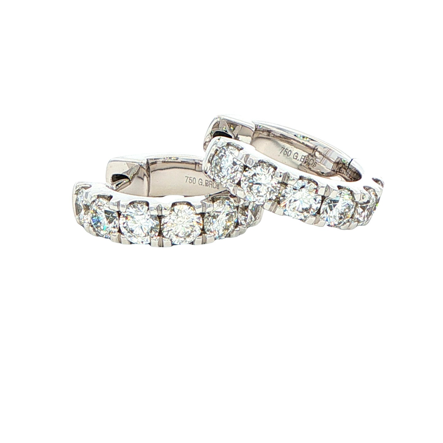 Round Brilliant cut diamond set hoop earrings 14mm - 1.15cts