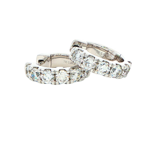Round Brilliant cut diamond set hoop earrings 14mm - 1.15cts