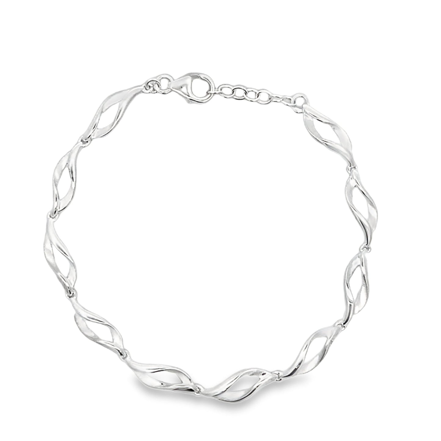 Silver Open Wavy Link Bracelet