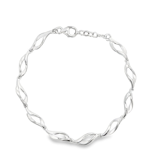 Silver Open Wavy Link Bracelet