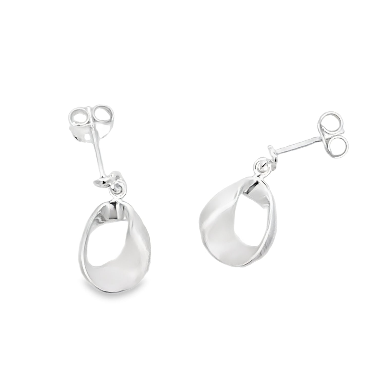 Silver Open Pear Shape Drop Style Earrings