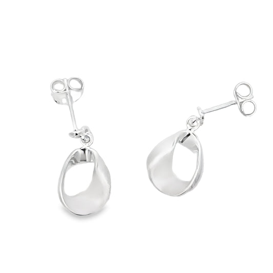 Silver Open Pear Shape Drop Style Earrings