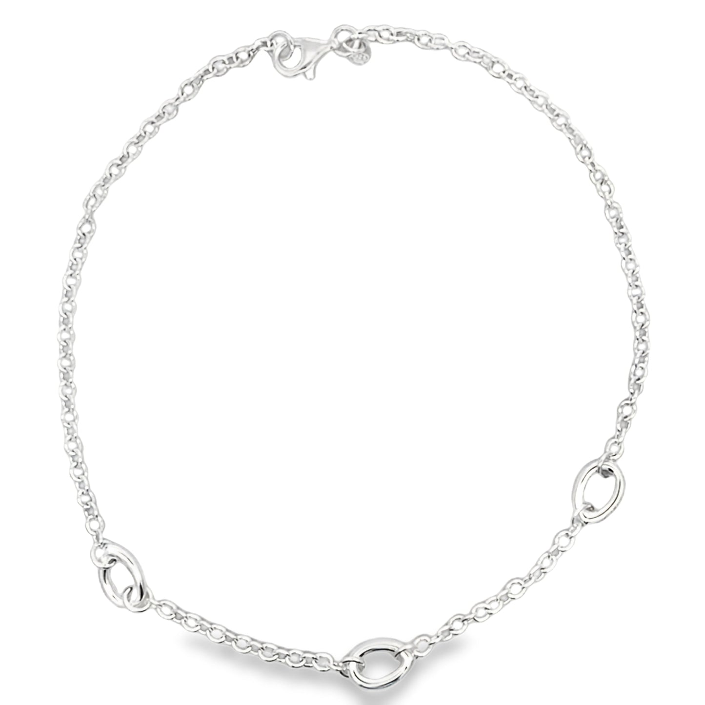 Silver Open TearDrop Station Link Necklet