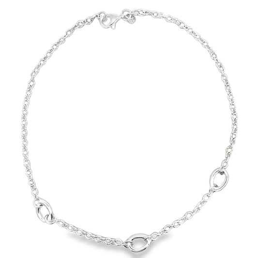 Silver Open TearDrop Station Link Necklet