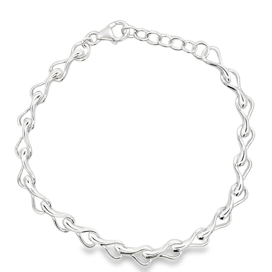 Silver Slim TearDrop Link Bracelet