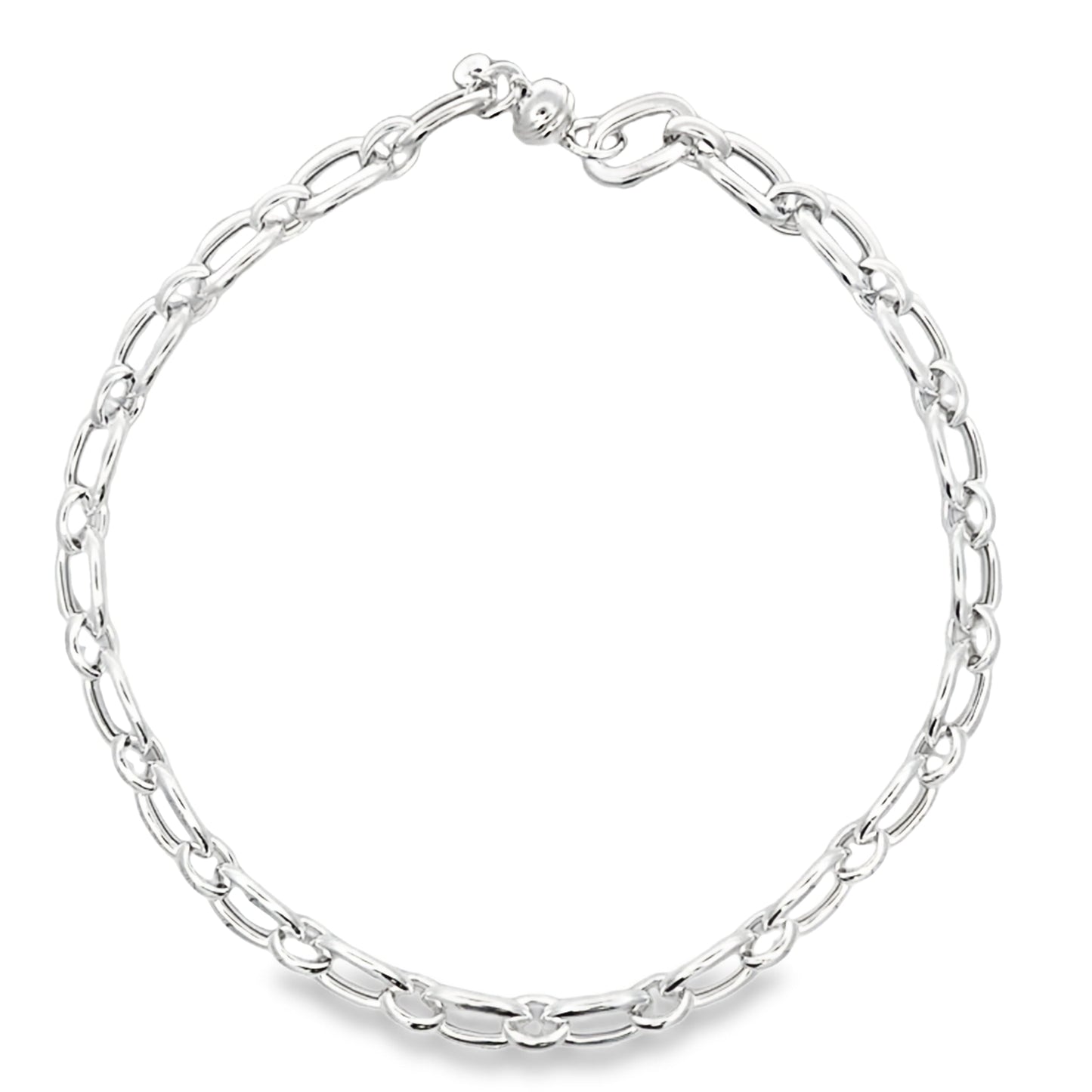 Silver Magnetic Clasp Open Oval Link Necklet