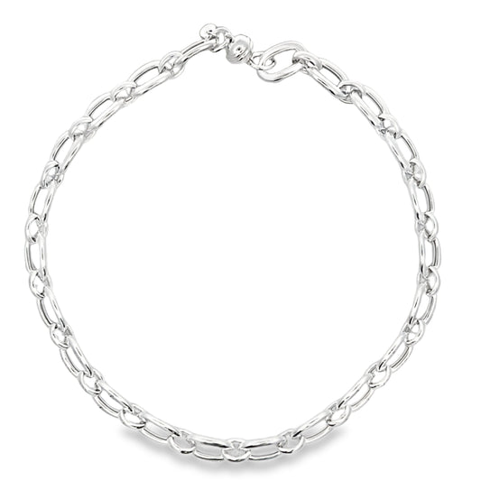 Silver Magnetic Clasp Open Oval Link Necklet