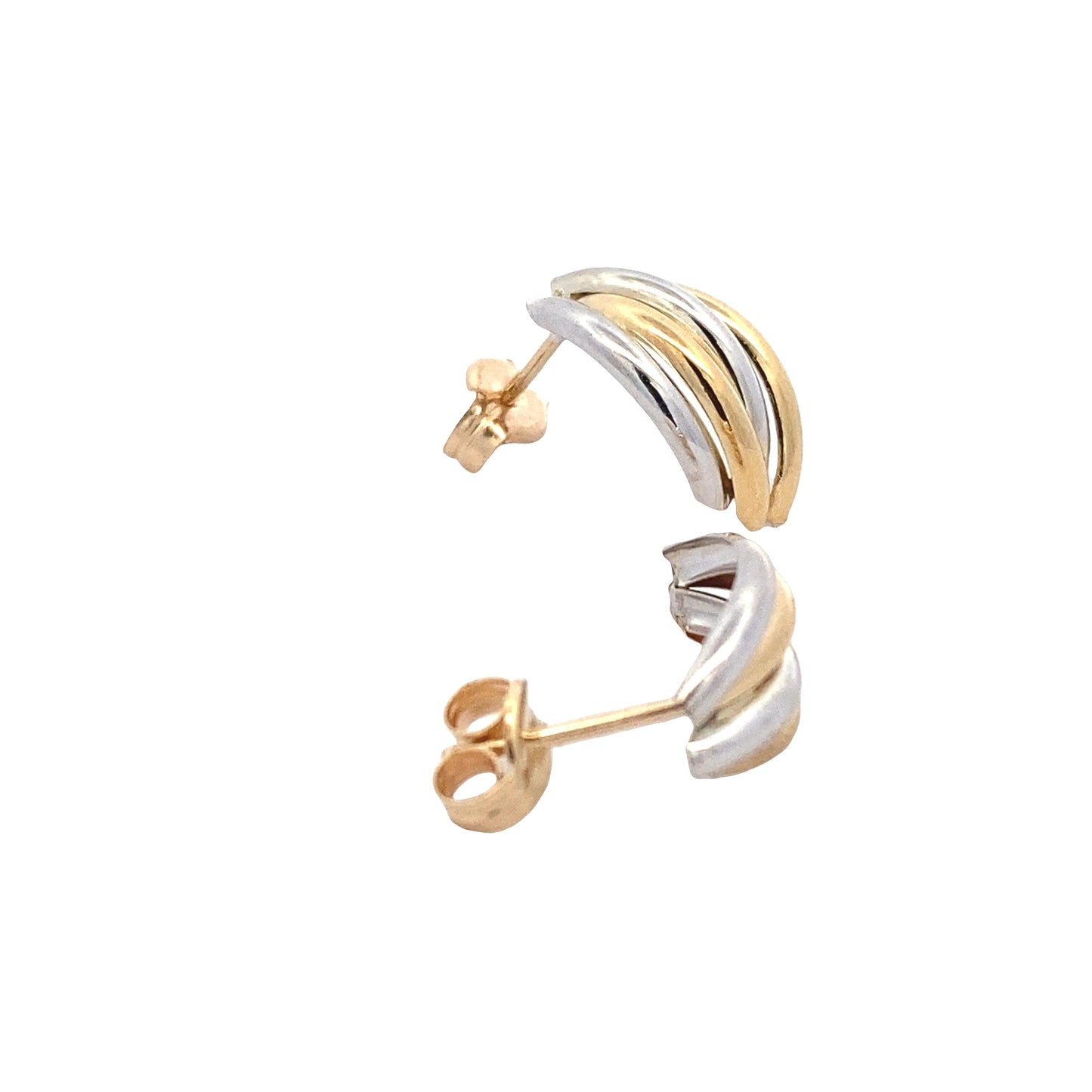 Yellow and White Gold 4 Strand Half Hoop Earrings