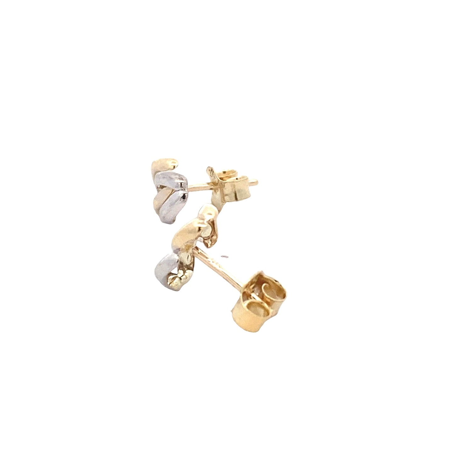 Yellow and White Gold Double Open Bracket Style Earrings