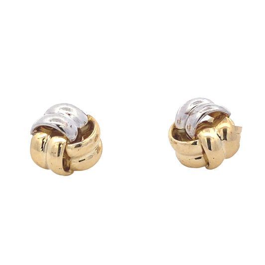 Yellow and White Gold 6 Strand Knot Earrings