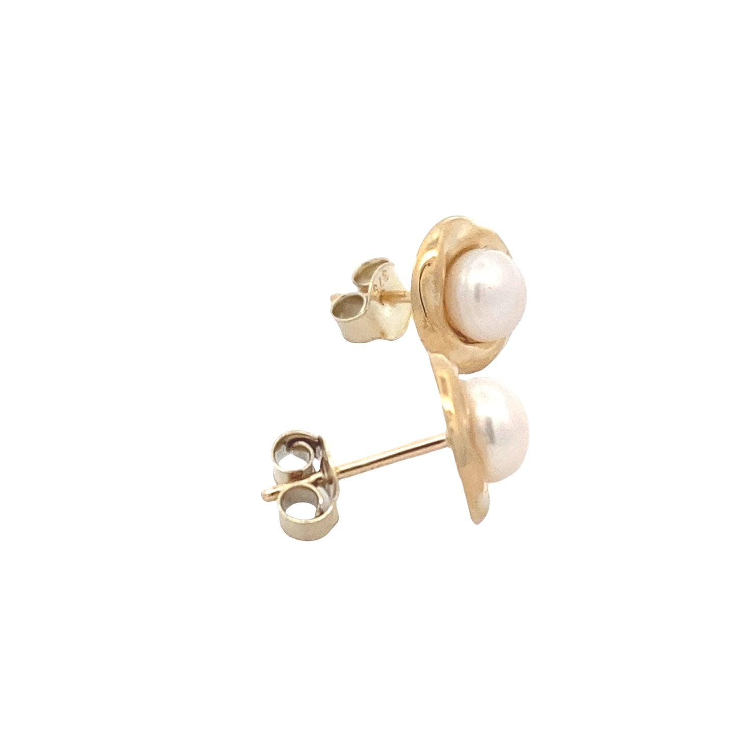 Yellow Gold Fresh Water Pearl Stud Earrings