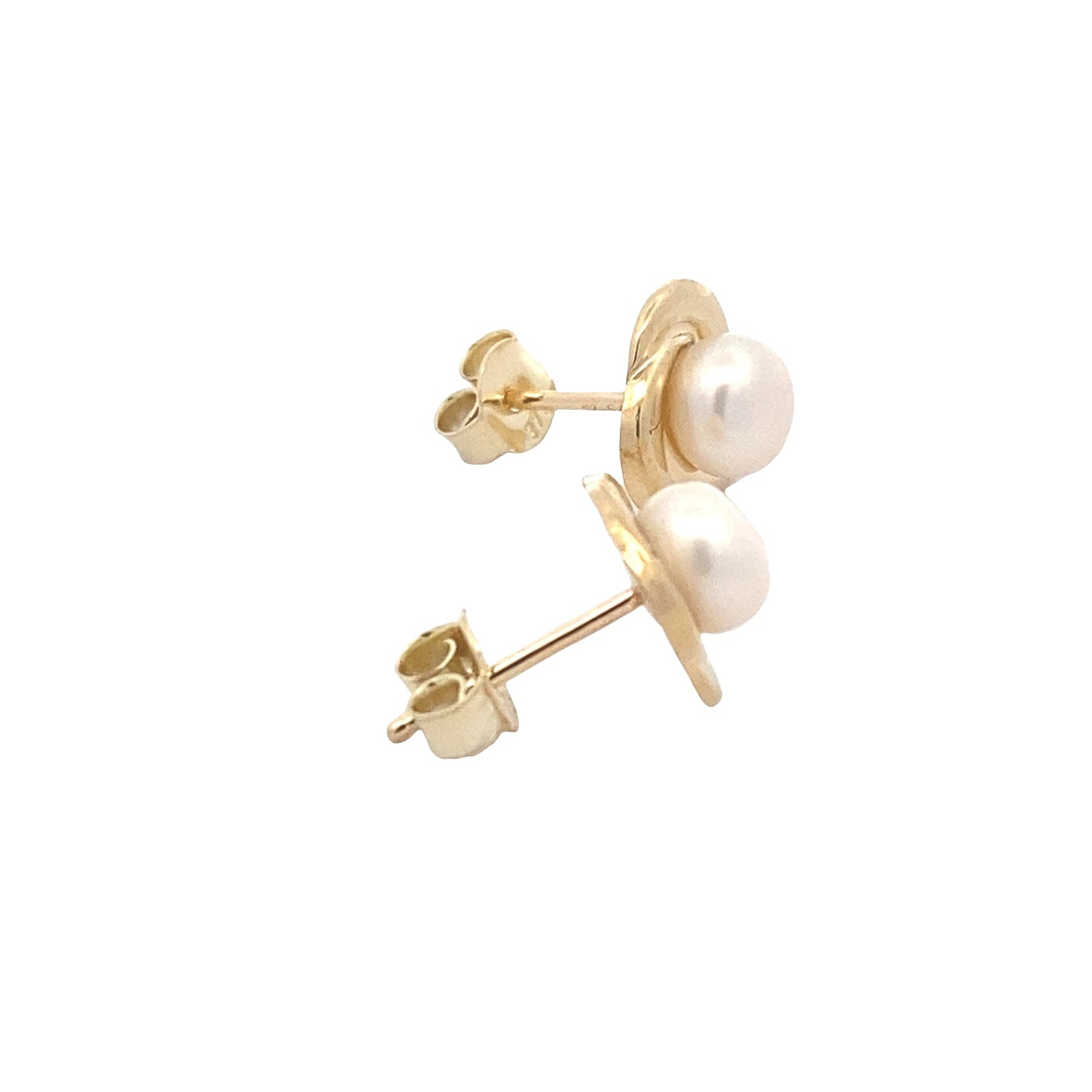 Yellow Gold Fresh Water Pearl Stud Earrings