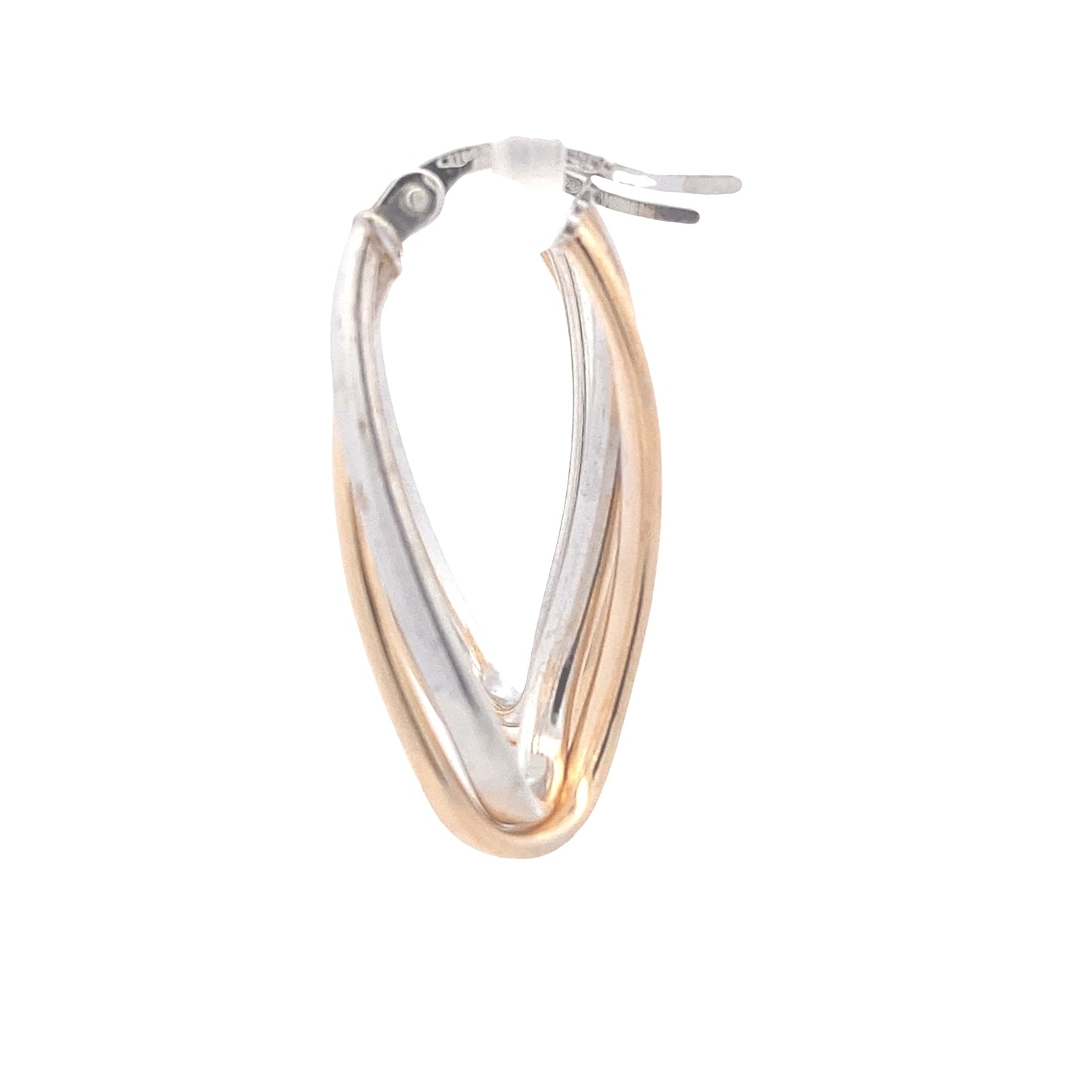 Yellow and White Gold 2 Strand Open Wavy Hoop Earrings