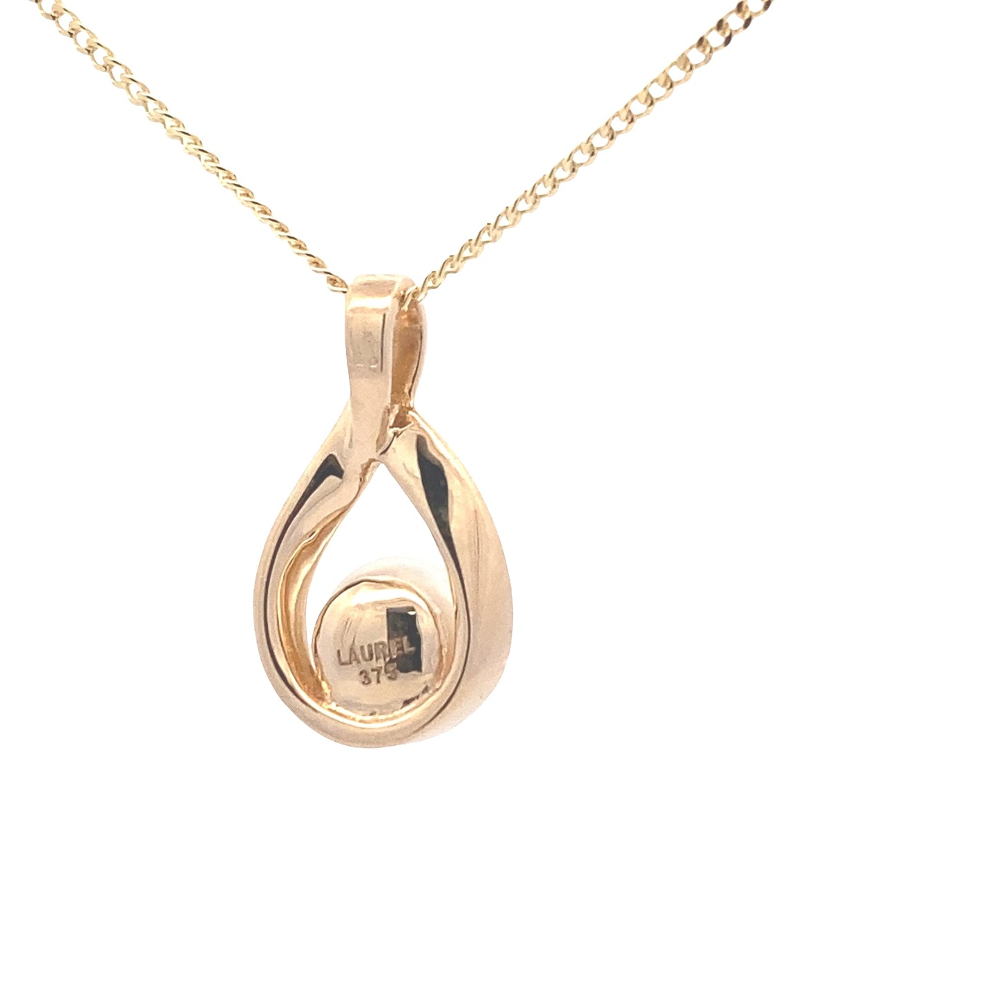 Yellow Gold Teardrop Style Fresh Water Pearl Pendant