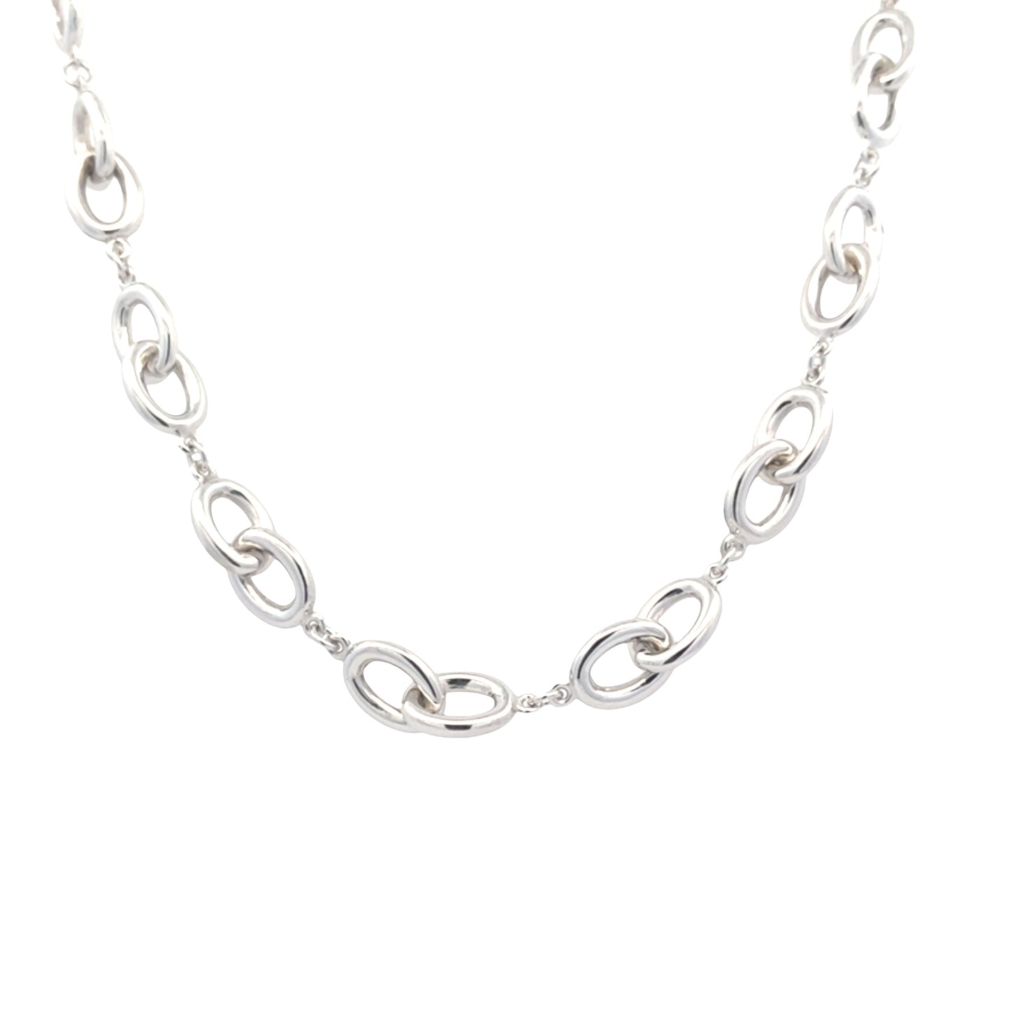 White Gold Oval Link Necklet