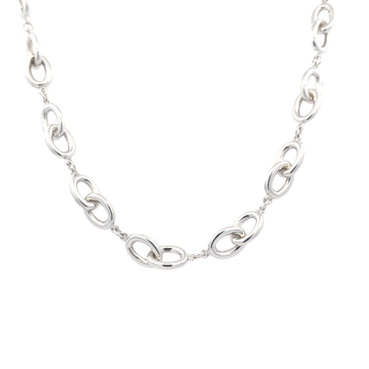 White Gold Oval Link Necklet