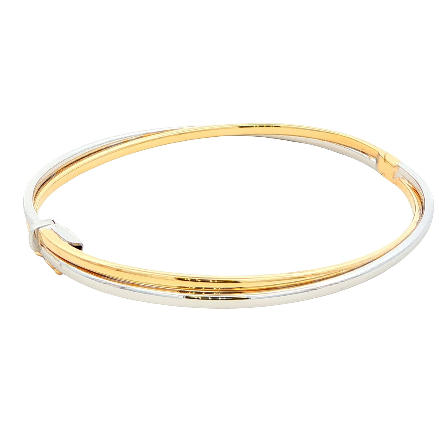 Yellow and White Gold Cross-Over Bangle
