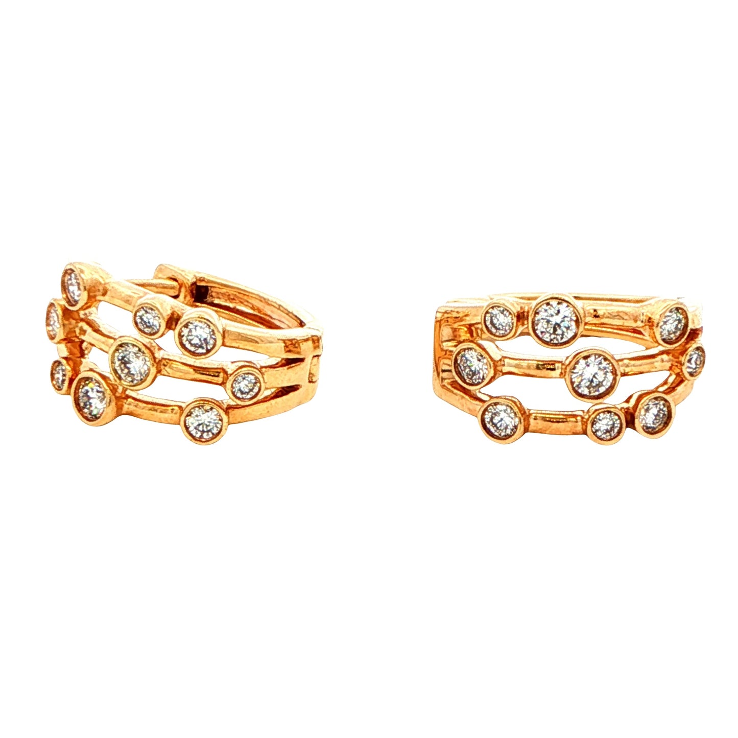 Yellow Gold Diamond Bubble Style Hoop Earrings - 0.51cts Gardiner Brothers