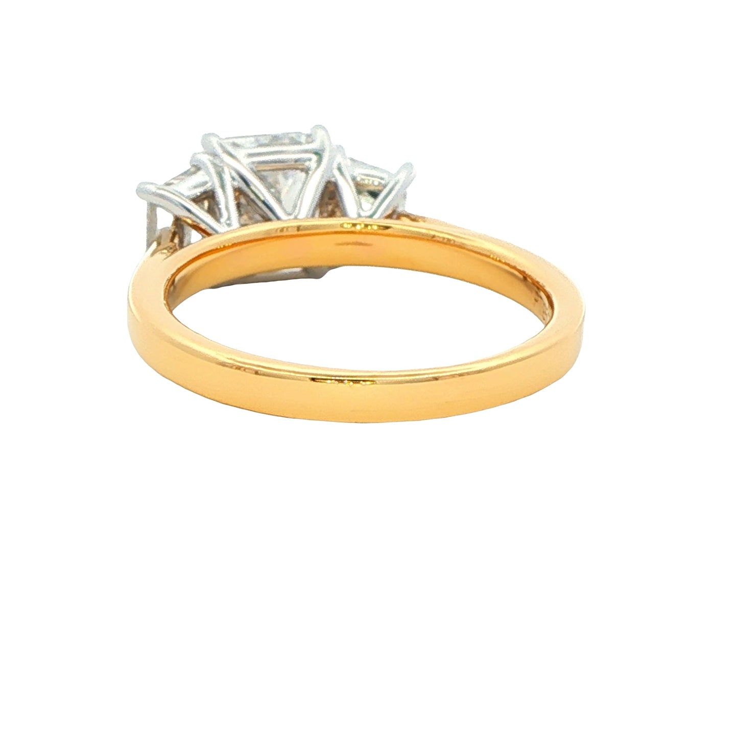 Radiant and step-cut trapezoid diamond 3 stone ring - 2.36cts