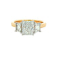 Yellow Gold Radiant and step-cut trapezoid diamond 3 stone ring - 2.36cts Gardiner Brothers