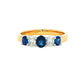 Sapphire and diamond oval shaped 5 stone ring
