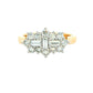 Emerald and Round Brilliant Cut Diamond Cluster Ring - 1.02cts