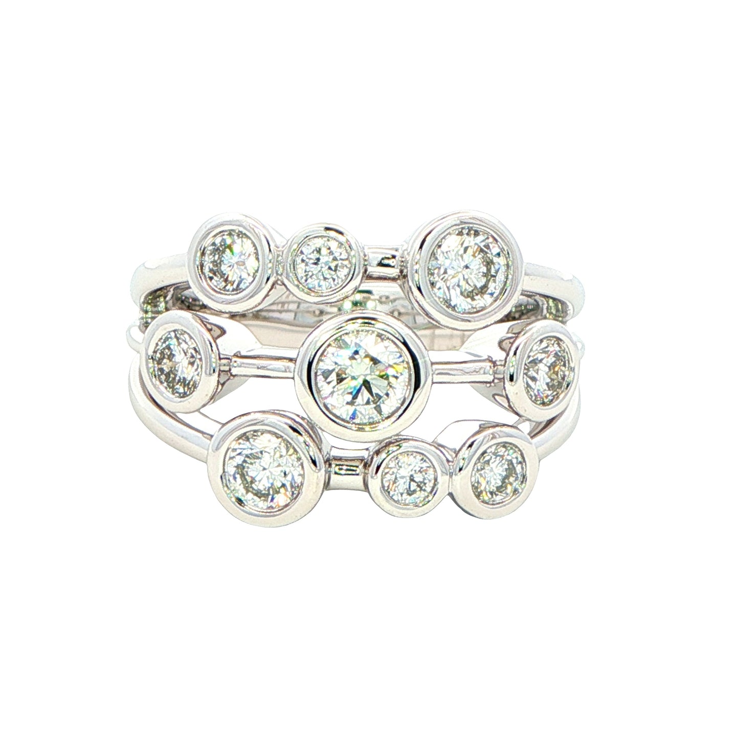 Round Brilliant Cut Diamond Bubble Style Ring ~ 1.10cts