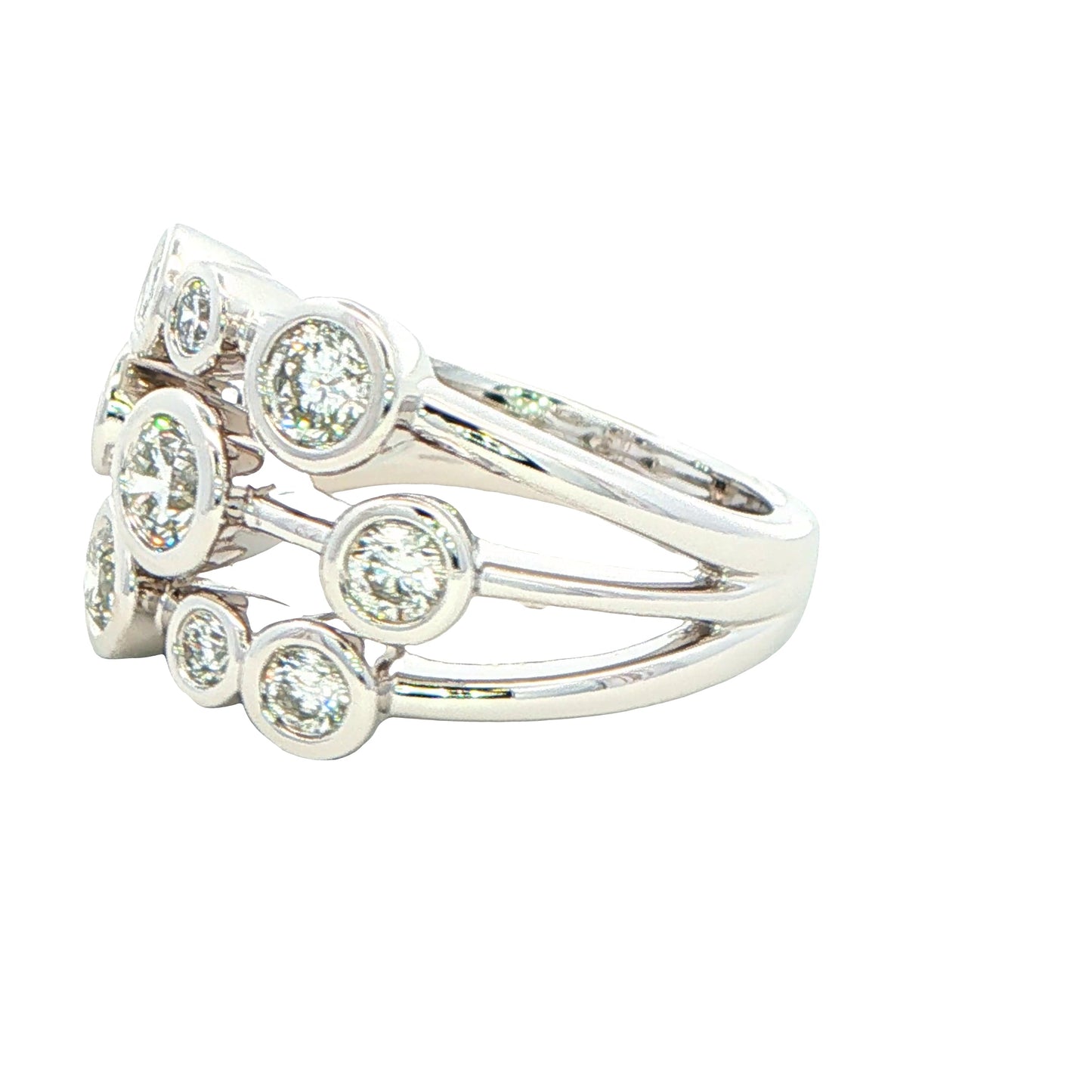 Round Brilliant Cut Diamond Bubble Style Ring ~ 1.10cts