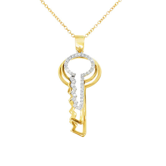 White Gold Diamond Set Key Pendant