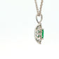 Octagonal shaped emerald and round brilliant cut diamond cluster pendant