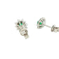 Oval shaped emerald and round brilliant cut diamond cluster style earrings