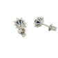 Oval shaped sapphire and round brilliant cut diamond cluster style earring