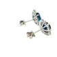 Oval shaped sapphire and round brilliant cut diamond cluster style earrings