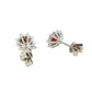 Oval shaped ruby and round brilliant cut diamond cluster style earrings