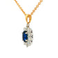 Oval shaped Sapphire and round brilliant cut diamond cluster style pendant