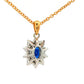 Oval shaped Sapphire and round brilliant cut diamond cluster style pendant
