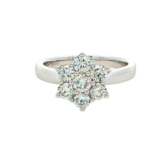 Platinum Round Brilliant Cut Diamond 7 Stone Cluster Ring - 1.00cts Gardiner Brothers