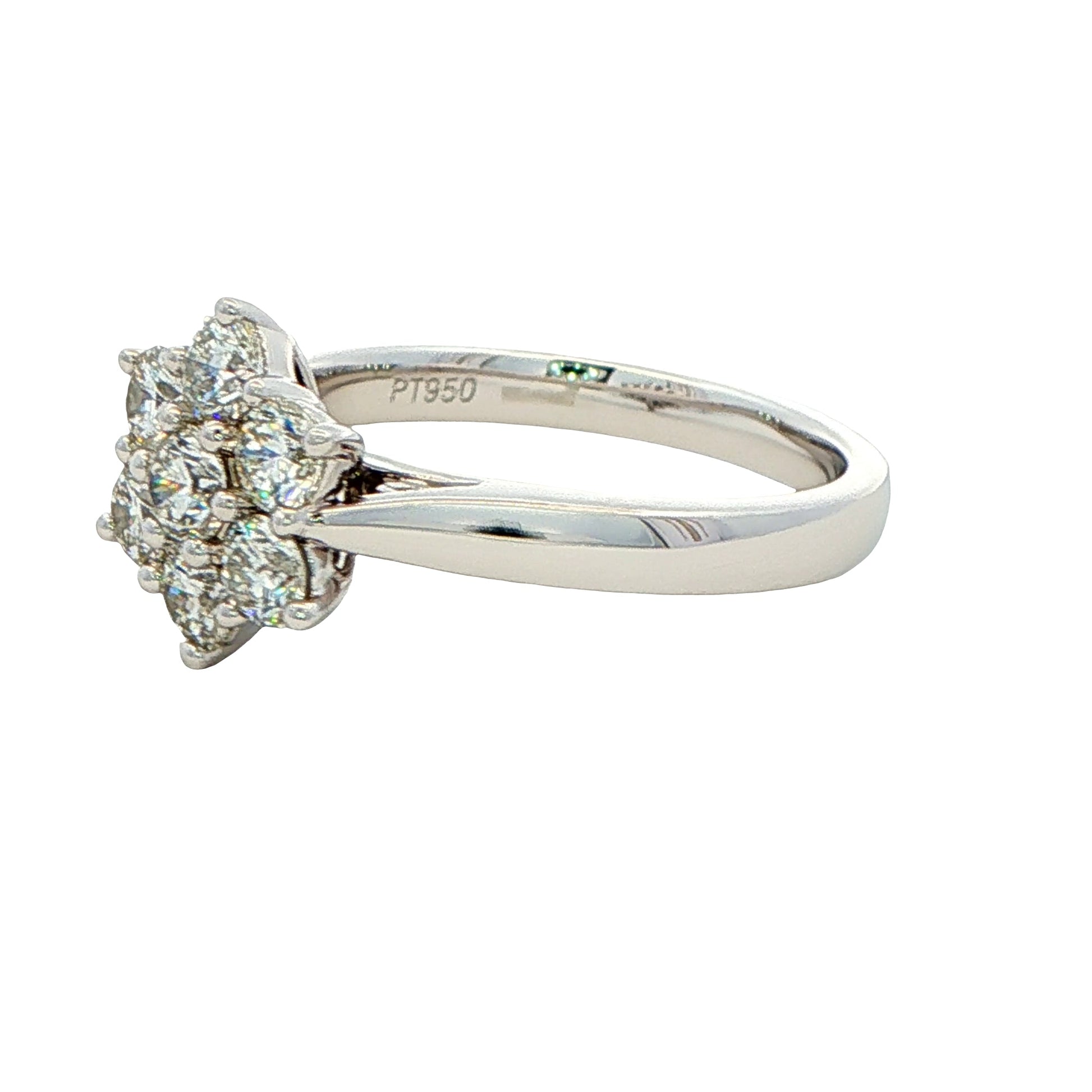 Platinum Round Brilliant Cut Diamond 7 Stone Cluster Ring - 1.00cts Gardiner Brothers